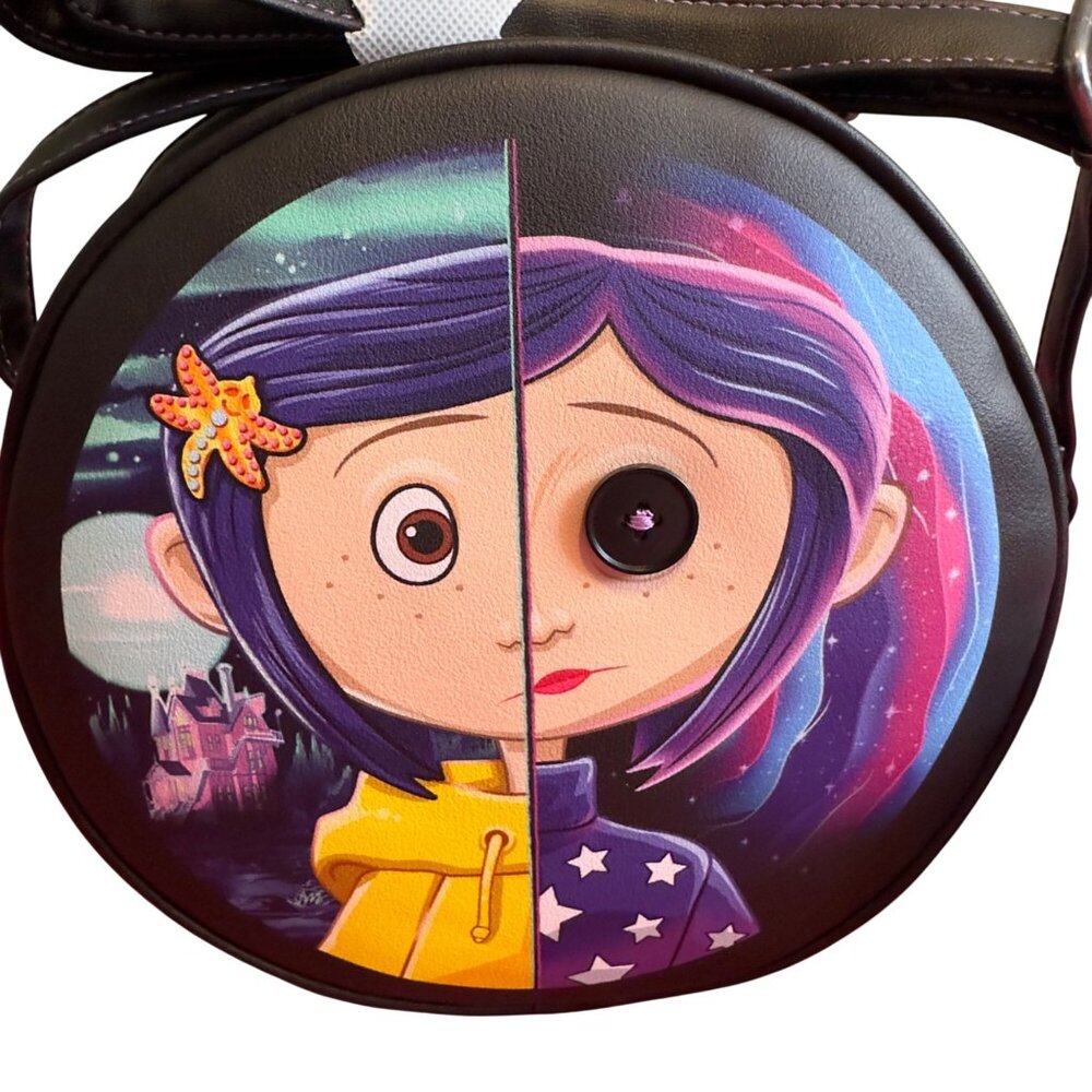 Coraline Loungefly Circular Crossbody Bag With Split Design In Vibrant Colors Fo - Picture 2 of 4